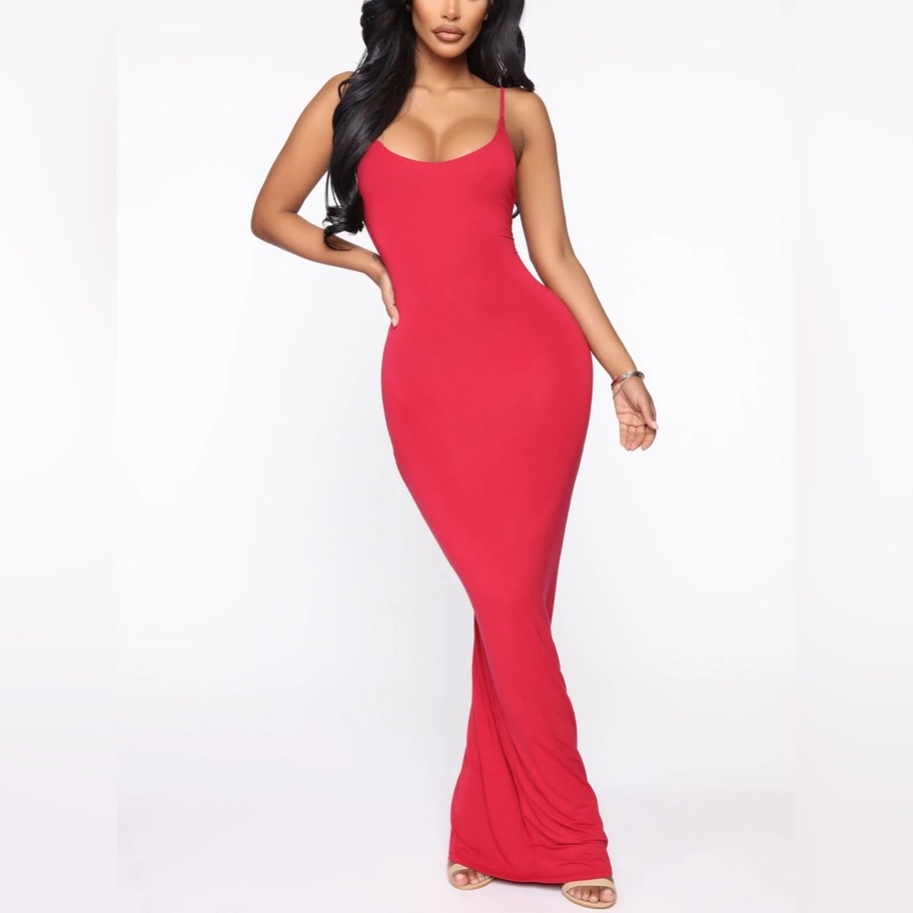 Red maxi dress